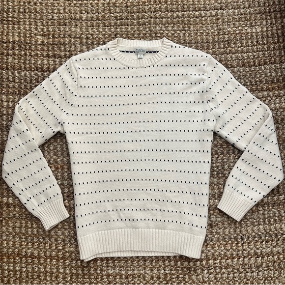 J. Crew Heritage Cotton Sweater in Bird's-Eye Stitch Navy Birdseye Large